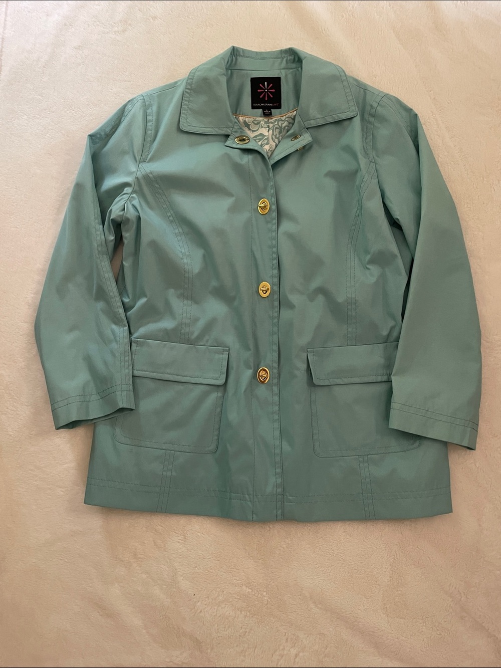Isaac Mizhari Live light Seafoam Green Women's Trench Coat